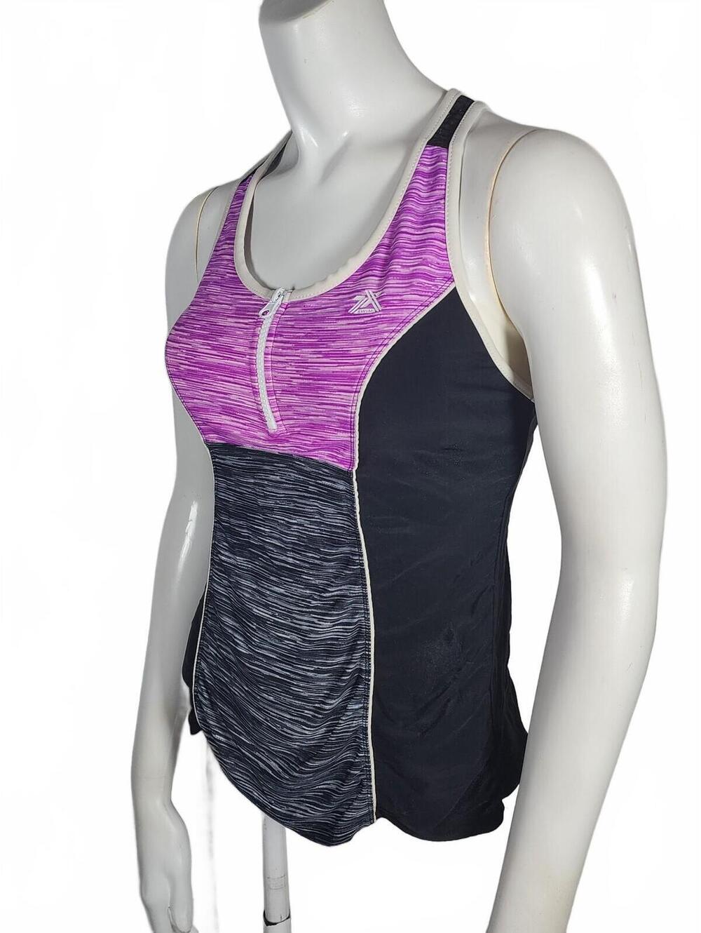ZeroXposur Women's Swimwear Racerback Tank Top - Purple and Black, Size 6